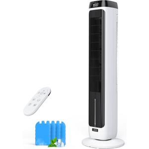 JRD 41" Air Cooler for Bedroom, Office, Large Room, Portable Evaporative Air Cooler with Ice Packs, 12H Timer, 3 Speeds, 4 Modes, 80 Oscillating Tower Fans with Remote