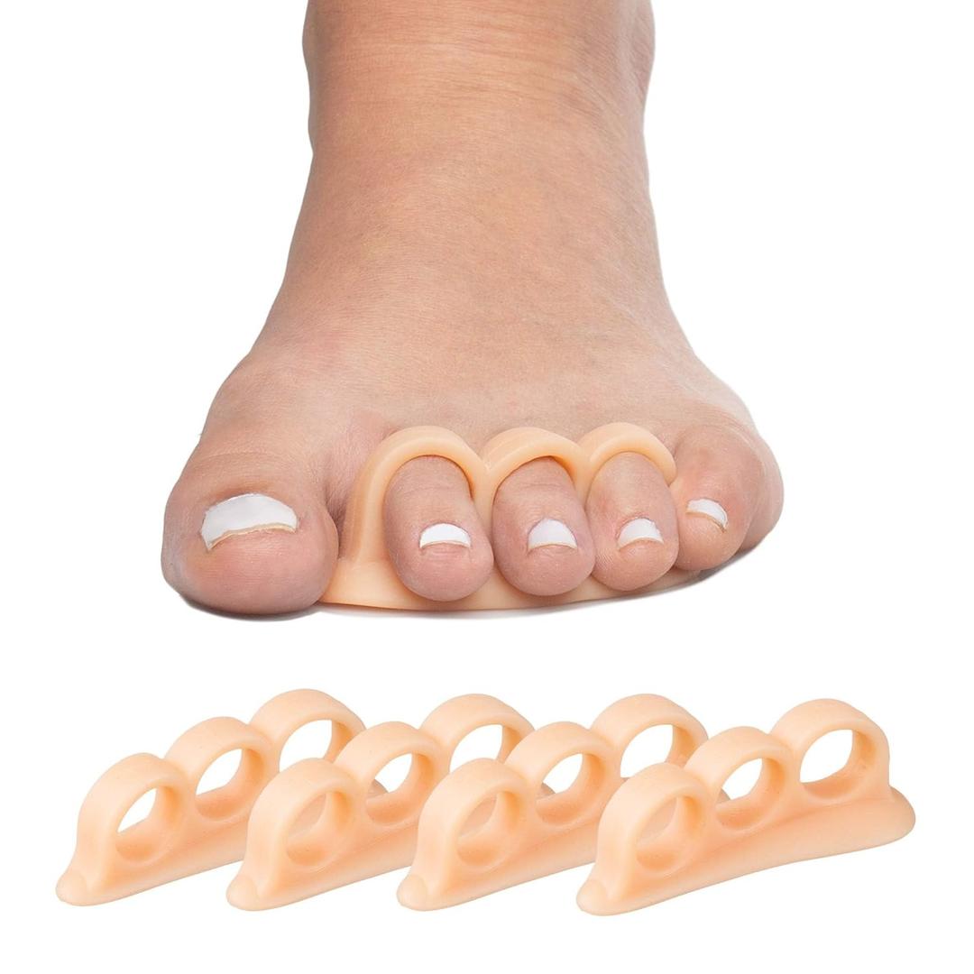 ZenToes Hammer Toe Corrector for Women & Men | Triple Loop Gel Toe Spacers & Separators | Realign Bent, Crooked, Curled, Claw, Hammertoes | Soft Support for Straightening | 4 Pack, Beige