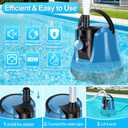 Submersible Water Pump, Adjustable Flow Sump Pump, Pool Cover Pump Above Ground, Electric Portable Water Removal Pumps, Water Pump for Pool Draining with 10ft Drainage Hose,3 Adapters,950GPH