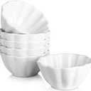 DOWAN Ramekins 4 oz, Creme Brulee Ramekins, Ramiken Oven Safe for Baking, Souffle Dishes Custard Cups, Porcelain Small Dipping Sauces Charcuterie Dessert Bowls, Ceramic Pudding Cups, Set of 6, Soft White