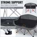 WILDROOTS Outdoor Folding Double Camping Chair Adults 2 Person,Heavy Duty 600 LBS Loveseat with 2 Cup Holder,Portable Carry Bag Included for Camping,Lawn,Backyard,Movie, 54.33x20.9x36.2in