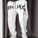 Men's Gothic Strange Printed Thermal Fleece-lined Slant Pocket Drawstring Jogger Pants
 XXL