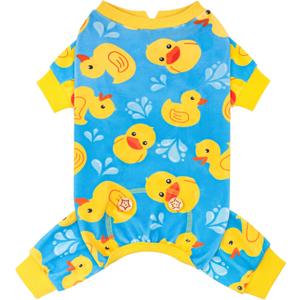 KYEESE Dog Pajamas Blue Floating Duck Puppy Onesie Pets Pjs Doggie Jammies Velvet Pet Costume Comfy Pets Onesie Stretchy Pet Coat Soft Dogs Clothes Dog Pajamas Small Sized Dogs, Small (Small (6-10lbs))