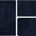 Bathroom Rugs Sets 3 Piece, with 20" x 28" U-Shaped Toilet Rug, Ultra Absorbent and Super Soft Touch, Non-Slip, Microfiber Plush,Rectangular Pattern, Quick Dry Bath Mats for Bathroom, Tub, Bedroom