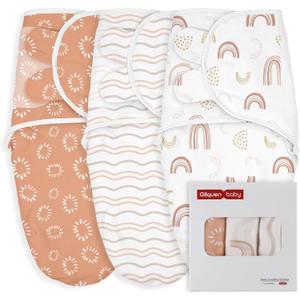 GLLQUEN BABY Swaddles for Newborn - 3 Pack Swaddle 0-3 Months, for Newborn Baby Boys and Girls, Soft Swaddle Blanket Wrap, Easy Change, Rainbow & Wave