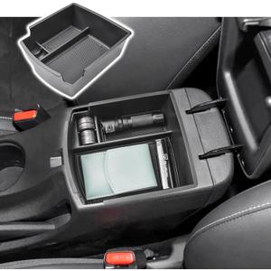 RUNROAD Center Console Organizer Tray Compatible with Hyundai Kona 2018-2023 Accessories, Insert Armrest Tray Console Storage Box Kona Organizer ABS Dividers Coin Holder, Black