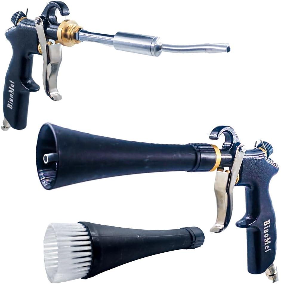 High Pressure Car Interior Cleaning Gun Automobile Detailing Washing Gun with Brush-Works with Air Compressor(Aluminium Rotate Tube), Z-014 with Air Regulator Control