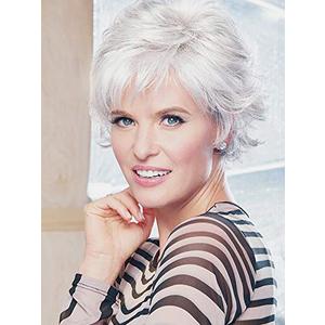 Kaneles Short Grey Wigs for Women Curly Wig with Bangs Fluffy Natural Looking Old Lady Synthetic Costume Daily Party Cosplay Use