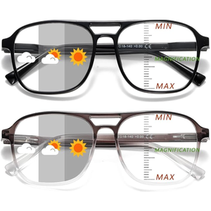 Dccdllo Aviator Photochromic Progressive Reading Glasses for Women Men Men Blue Light Blocking Computer Readers（Glossy Black+glossy Brown，1.0x）