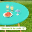 Smiry Round Spandex Tablecloth, Elastic Fitted Washable Tablecloths for 45"-56" Tables, Waterpoof Stretch Picnic Table Cover for Dining, Indoor and Outdoor, Aqua