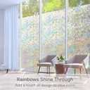 Volcanics Window Privacy Film with Installation Tools, Static Window Clings Vinyl 3D Window Decals Stickers Rainbow Window Film for Glass Door Heat Control Anti UV 35.4 x 98.4 Inches