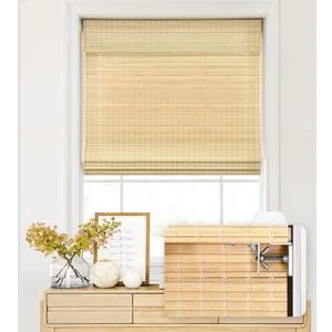 LazBlinds No Tools No Drill Cordless Bamboo Roman Shades, Privacy Window Treatment, Roll Up Bamboo Blinds for Windows 42'' W x 64'' H, Natural