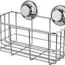 Strong Suction Cups Deep Shower Caddy Bath Shelf Rust-Free Stainless Steel Basket Shampoo Conditioner Holder for Bathroom Kitchen Tidy Organizer