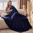 Heated Blanket Electric Blanket,Cozy Faux Rabbit Fur & Soft Flannel Warm Heater Throw Blanket with 5 Fast Heating Levels &10Hours Auto-Off Over-Heat Protection50" x 60"  Blue