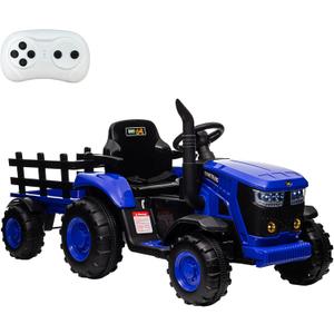 Kids Ride On Tractor, 12V Ride On Toy Car with Remote Control, Electric Vehicles Toy with LED Headlights & USB for Boys Girls 3-8, Ideal Gift for Kids (Blue)