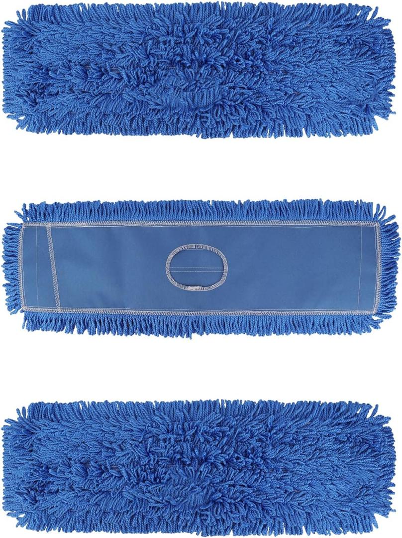 18 Inch Dust Mop Head: Replacement Medium Washable Commercial Mop Head Sweeper and Janitorial Replacement Blue