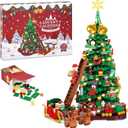 Advent Calendar 2025 - Christmas Tree Building Block Set, 1011 Pieces Christmas Santa Claus Moose Toy Decorations Building Kits for Adults Teen Girls Boys Countdown Calendar Gifts