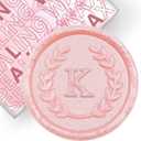 50Pcs Pink Letter K Adhesive Wax Seal Stickers, Hand-Made, No Need Seal Stamp, Tear and Use Wax Stickers for Wedding Invitations, Envelopes, Christmas Gift