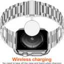 iiteeology Compatible with Apple Watch Band 46mm Series 11 Series 10, Upgraded Stainless Steel Band with iWatch Screen Protector Case for Men Women Silver/Silver