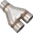 Y Pipe 3 Inch ID Single to 3 Inch ID Dual Exhaust Adapter Connector, T409 Stainless Steel, Overall Length: Approx. 10", Universal