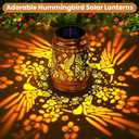Solar Lanterns Outdoor Waterproof Hummingbird Hanging Solar Lantern Metal Patio Yard Garden Decoration Gifts for Mom Grandma 2 Packs
