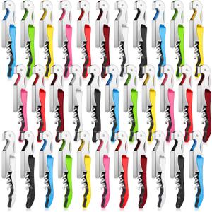 Honoson 40 Pieces Opener Bulk Corkscrew Bottle Key Opener Waiter Metal Heavy Beer Corkscrew Serrated Foil Cutter Key for Servers Home Restaurants Bars Waiter Bartenders (Fresh Colors)