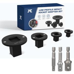 Socket Adapter Set, 4PC Low Profile Impact for Tight Spaces - Fits Square Head 1/2" 1/4" 3/8" Hex Key Socket Wrench & AD Connecting Rod, Includes Drive Converters