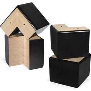AORYVIC Bed Risers 4 inch L-Shaped Wood Furniture Risers Pack of 4 Black Sofa Legs for Couch Dresser Cabinet Bench Legs Extenders Furniture Lifters