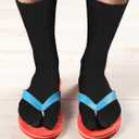 Geyoga 6 Pairs Flip Flop Socks Tabi Split Toe Socks Elastic Cotton for Men Women (Black)