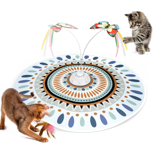 Potaroma Cat Toys Rechargeable, 3 in 1 Hide and Seek Kitten, Interactive Automatic Cat Toy, Flutter Butterfly, Movable Spring, Indoor Training Kickers 22.8 Inch Protection for All Breeds
