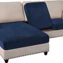 PrinceDeco Sectional Couch Covers 3 Pieces Velvet Sofa Covers L Shape Soft Couch Covers for Sectional Sofa Corner Sofa Cover Couch Cover for Dogs Washable (2 Seater + 1 Chaise)