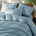 Shilucheng 100% Cotton Full Size Duvet Covers - 600 Thread Count, Luxury Sateen Weave Egyptian Cotton Comforter Cover with Zipper ClosureHotel Bedding Duvet Covers 3 Piece (French Blue)