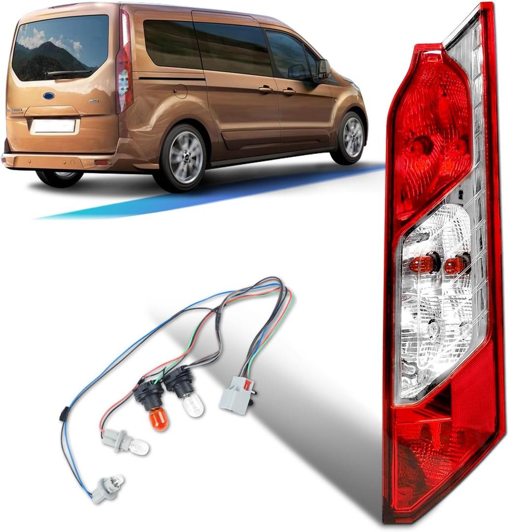 Tail Lights Compatible with Ford Transit Connect 2014-2023 Rear Lamp With New Bulbs and Harness Taillight Rear Brake Lamp Signal Assembly(Right Passenger Side)