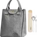 Axcone Insulated Lunch Box for Women men, Reusabl Lightweight Leakproof Lunch Tote Bag, Water-Resistant Tyvek Material Adult Cooler Bag for Work, Picnic, Travel,Grey (Gray)