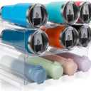 Stackable Water Bottle Organizer, Large Compartment Water Bottle Holder, 3 Tier Water Bottle Organizer for Cabinet, Water Bottle Rack for Kitchen Organization and Storage - Hold 12 Bottles