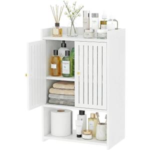 HAYOFAMY Wall Bathroom Storage Cabinet, 4Tier Medicine Cabinet with Door, Bath Shelf Organizer for Living Room Kitchen Entryway Small Space