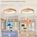 20'' Low Profile Ceiling Fans with Lights Modern Flush Mount Wood Ceiling Fan and Remote Dimmable LED