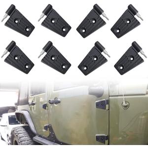JK Door Hinges for Jeep, Replacement Original Factory Door Hinge Sleeve for 2007-2018 Jeep Wrangler JK JKU Rubicon Sahara Sports Accessories 4 Door, Aluminum, 8 Pcs, Black