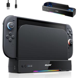 Cooling Fan for Nintend0 Switch 2 Dock  Dual High-Speed Fans, 3-Speed Adjustment, RGB Lighting, Ultra-Quiet, USB Powered, Wall-Mountable with Anti-Slip Base for Switch 2