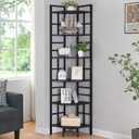 HOMISSUE Corner Shelf, 6 Tier Tall Narrow Bookshelf 76.9", Industrial Corner Bookcase with Storage for Home Office Living Room and Bedroom, Black