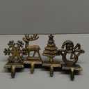 4Pcs Stocking Holders, Reindeer Santa Snowflake Christmas Tree Metal Mantel Hooks, Anti-Slip Heavy Duty Solid Cast Iron Mantle Hangers Xmas Dcor for Fireplace Holiday Indoor Decoration