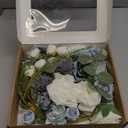 Ling's moment Fake Flowers Box, Faux Artificial Greenery Stems Foam Roses Gardenia Silk Eucalyptus Fabic Flower for Centerpieces Bouquet Wedding Vase Decorations, Dusty Blue & White, Grand Combo