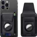 nuoku Magsafe Wallet with AirTag Holder, Leather Magnetic Phone Wallet with Card Holder for iPhone 17/16/15/14 /13/12 Pro/Max Series (Not 13 Mini/12 Mini) (S-Black)