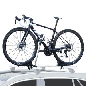 Bike Roof Rack for Car, Foldable Upright Bicycle Carrier, Rooftop Bike Rack, Lightweight Aluminum Roof Rack Bike Mount with Secure Locking, Sliver