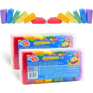 Silly Foam, Creative Modeling Foam Beads, 2-Pack of 6 Primary Colors, Easy Clean Up, Perfect for Preschool and Kids, Arts & Crafts, Sensory Play, STEM, Travel Toy, Holiday Gifts, Non-Toxic (Age 3+)