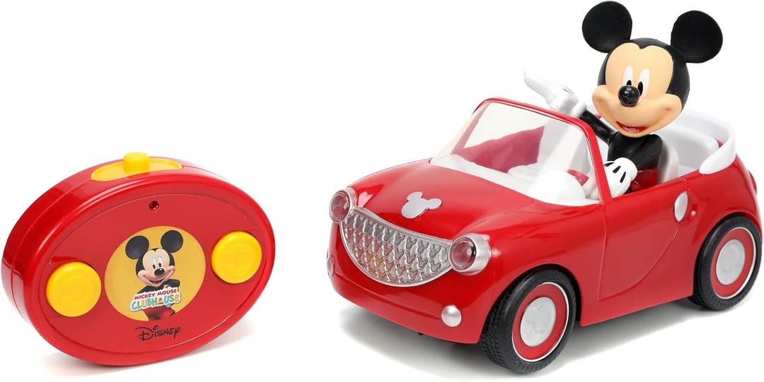 JADA Disney Junior Mickey Mouse Roadster R/C  Remote Control Car with Simple Controller, 1:24 Scale  Fun Toy for Kids Ages 4+