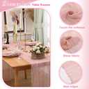 Rustic 1 Pcs Pink Cheesecloth Long Table Runner 35"x120" Gauze Pink Cheese Cloth 6 Pcs Boho Table Dinner Napkins 19. 7" x 19. 7" for Bridal Wedding Baby Shower Home Decoration