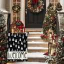 Artscope Welcome Christmas Tree Garden Flag 12x18 Inch Double Sided, Seasonal Outdoor Xmas Flag for Yard Farmhouse Holiday Decoration-Black