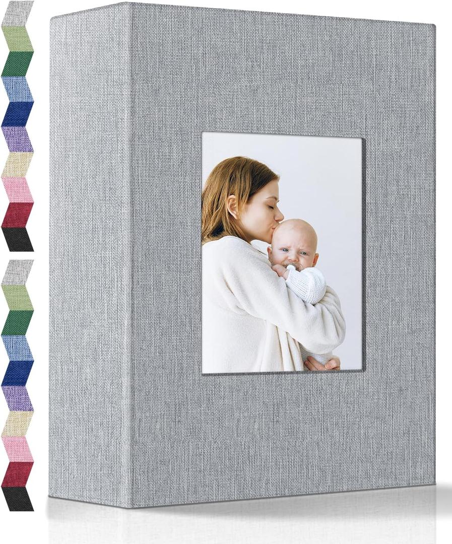 popotop Photo Album 4x6-200 Photos Photo Books with 200 Horizontal Pockets,Linen Cover Albums for Family Wedding Anniversary Baby Vacation Pictures (Gray)