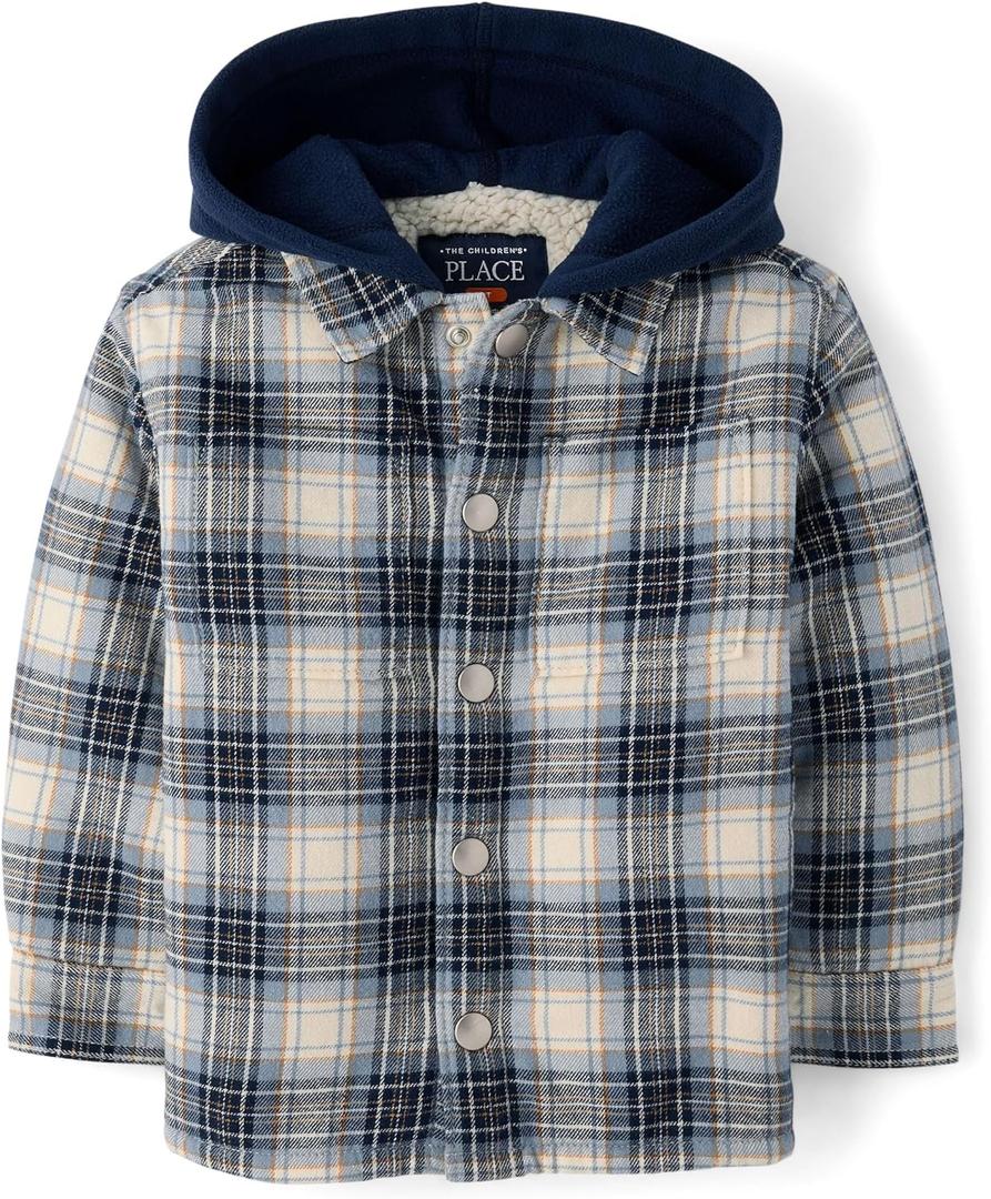 The Children's Place Baby Boys' And Toddler Long Sleeve Hooded Shacket,9-12M
